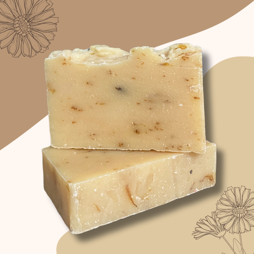 Savon artisanal à base d'huile d'olive - Enrichi aux fleurs de Calendula - deux savons