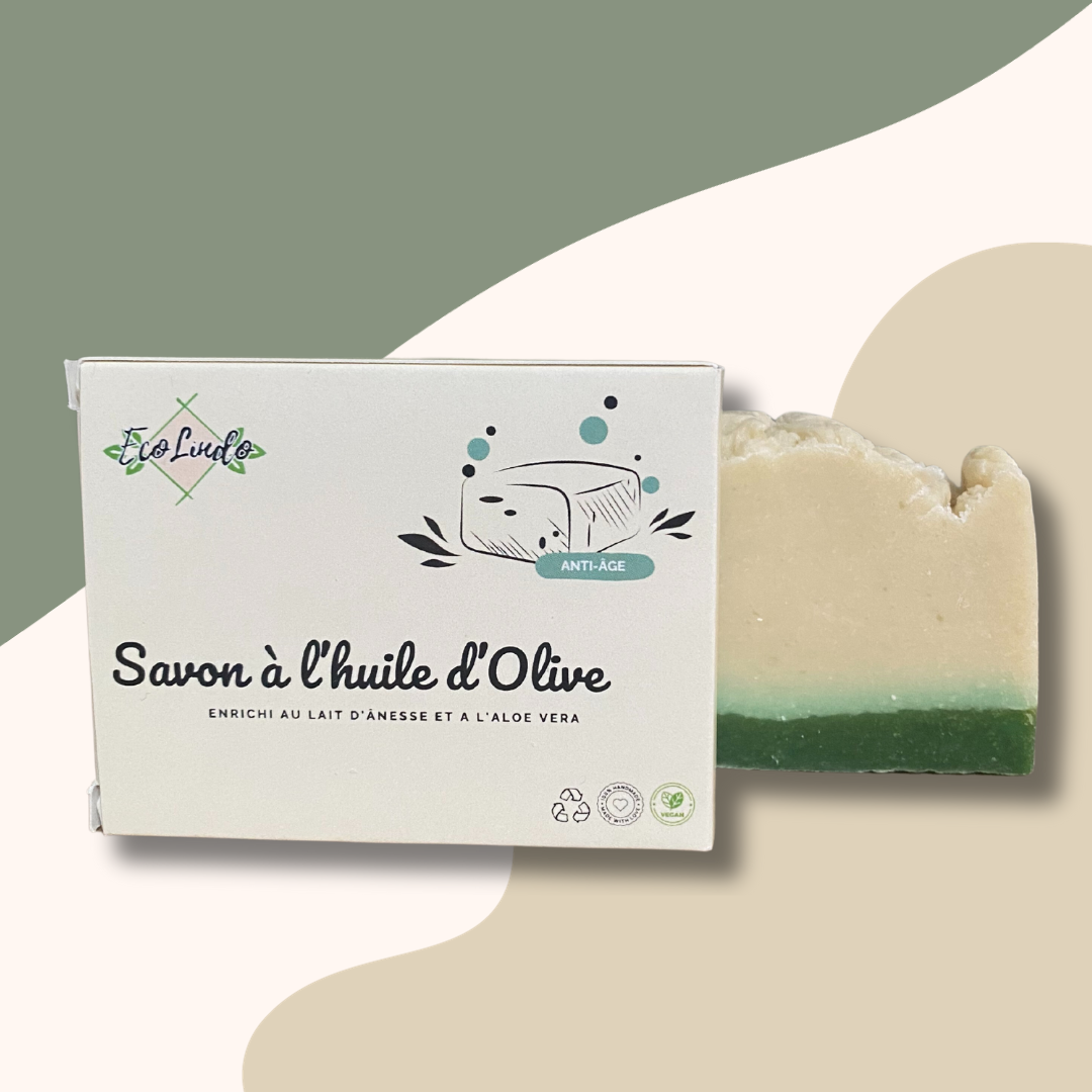 Savon artisanal à base d'huile d'olive - Enrichi au lait d'ânesse et Aloe Vera