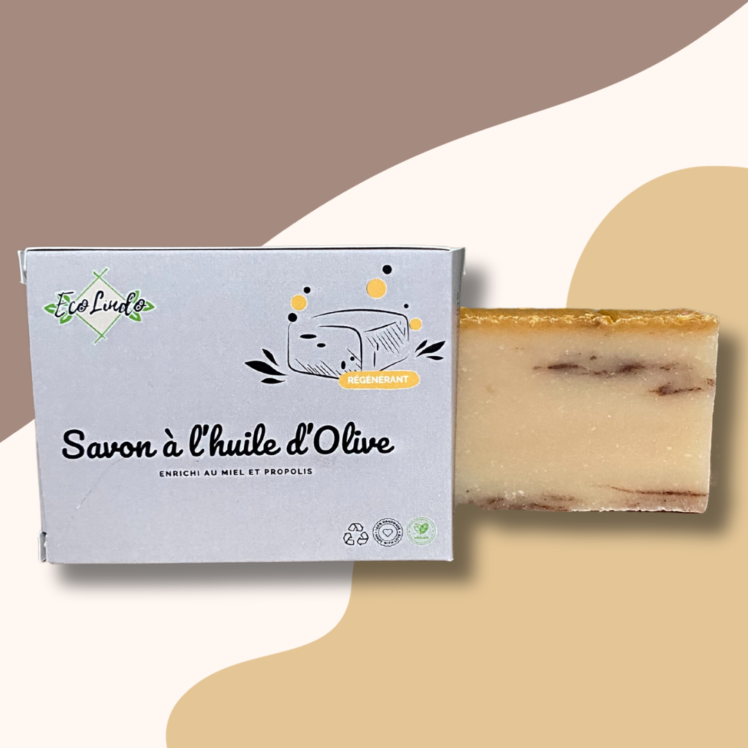 Savon artisanal à base d'huile d'olive - Enrichi au miel et propolis - boîte